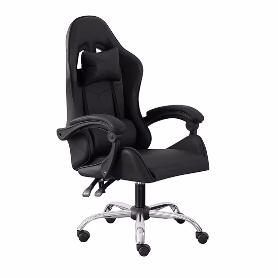 Sedia da ufficio ergonomica da gioco da corsa in pelle per computer, girevole, con schienale alto